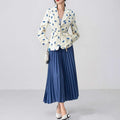 Women's lace-up waist suit jacket in polyester available in apricot white yellow and floral print colours