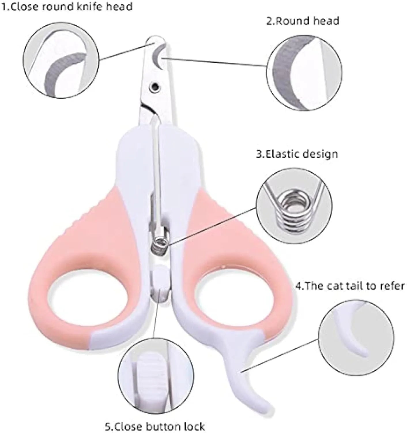 Grey and pink angled pet nail clippers with safety guard and rubberised handles.