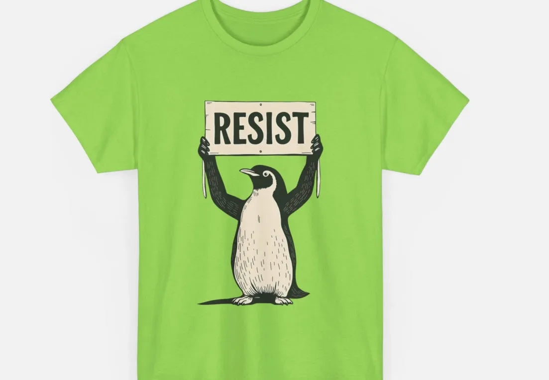 Loose-fit short sleeve cotton T-shirt in black, green, or white on a hanger.