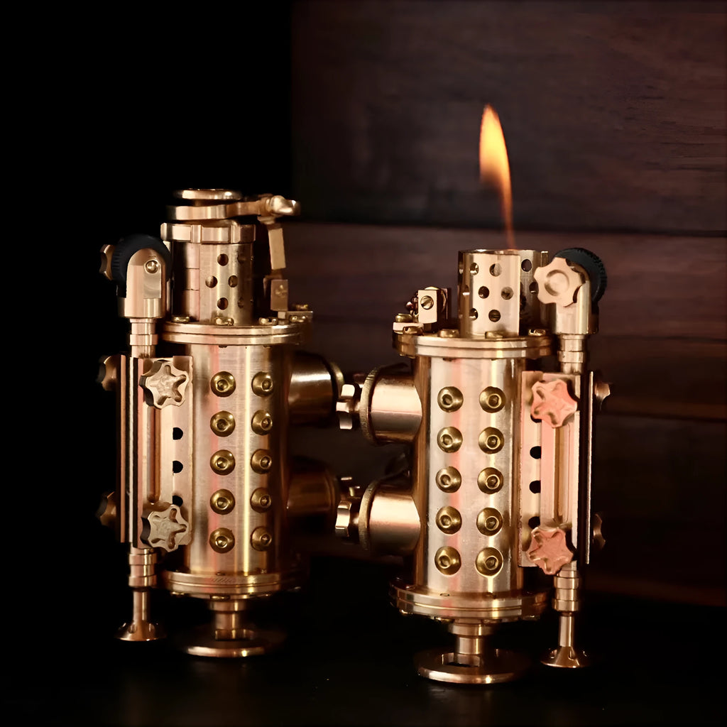 All copper handmade mechanical punk kerosene lighter with brass colour and shaft even format