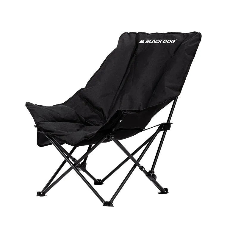 Night Black portable camping recliner folding chair with Oxford cloth and steel frame