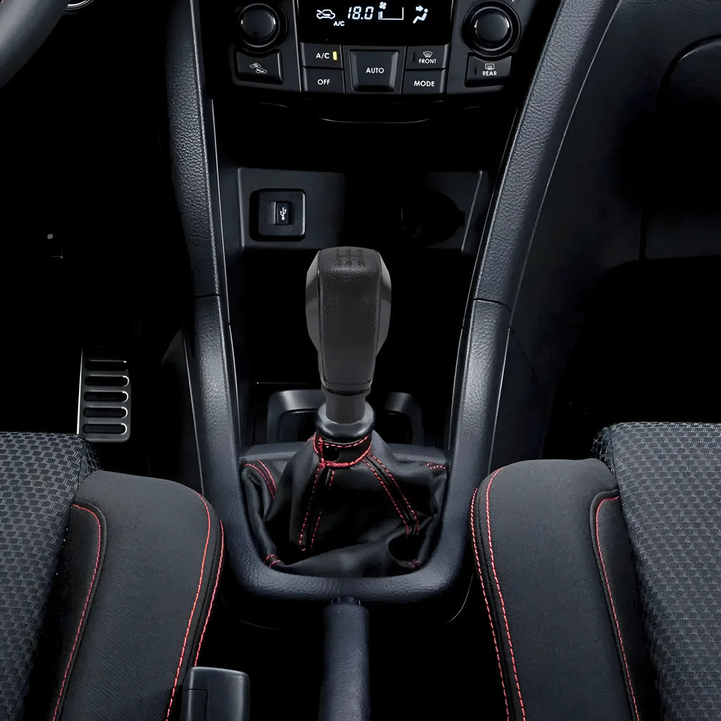 Leather car gear shift head replacement for Peugeot and Citroen models in black and silver.