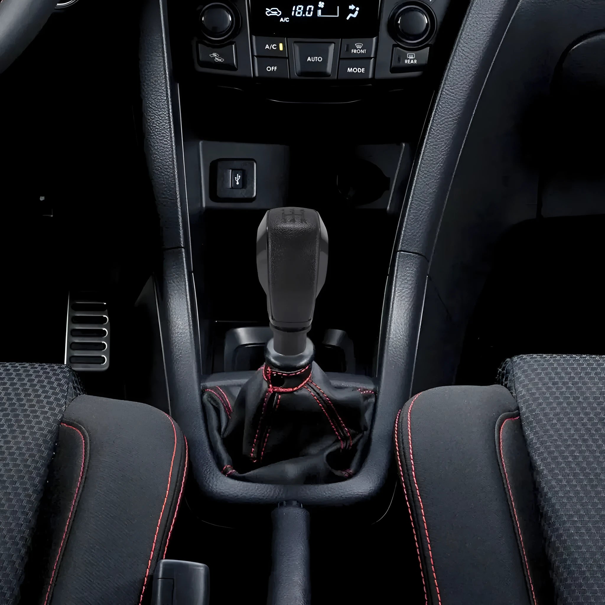 Leather car gear shift head replacement for Peugeot and Citroen models in black and silver.