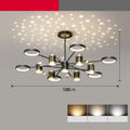 Black iron pendant lamp with 13 heads and adjustable height for ceiling mounting