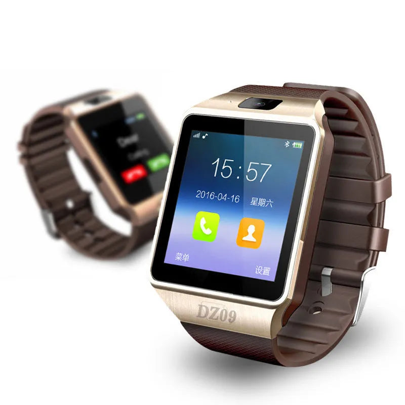 Smart watch with colour screen on adjustable wrist strap, showing Bluetooth call function interface.