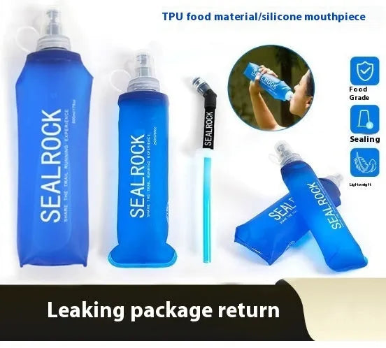 Plastic portable straw with suction tube for mountain climbing and biking.