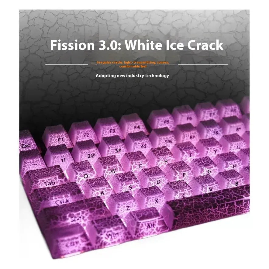 White transparent mechanical keyboard keycaps with side carving design on polycarbonate material