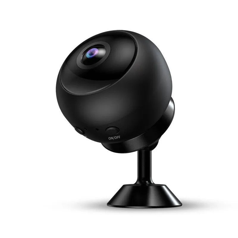 A white 1080p wireless Wi‑Fi security camera for indoor surveillance on a table.