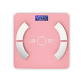 Smart Bluetooth body fat scale in white colour showing digital display with weight and body fat readings