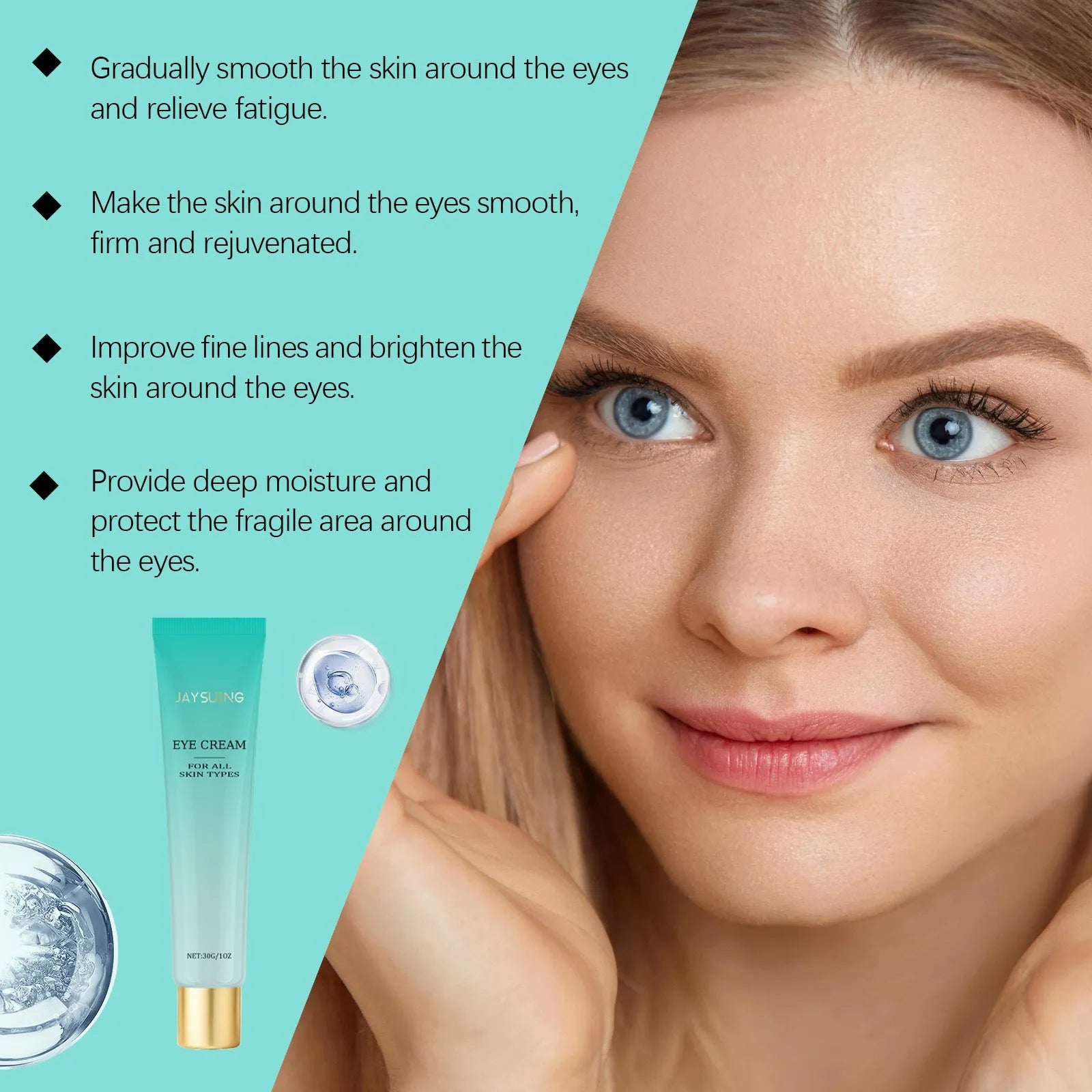 30g jar of retinol and hyaluronic acid anti-aging eye cream