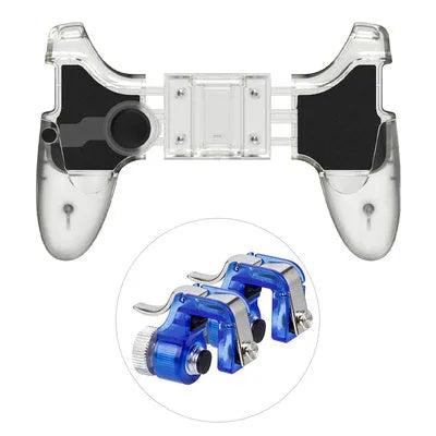 Black and brown black mobile phone game handle with wired connection and gamepad unit
