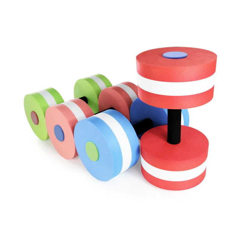2Pcs water aerobics dumbbells in rose red EVA, 15cm, snap-type pair for swimming and pool fitness