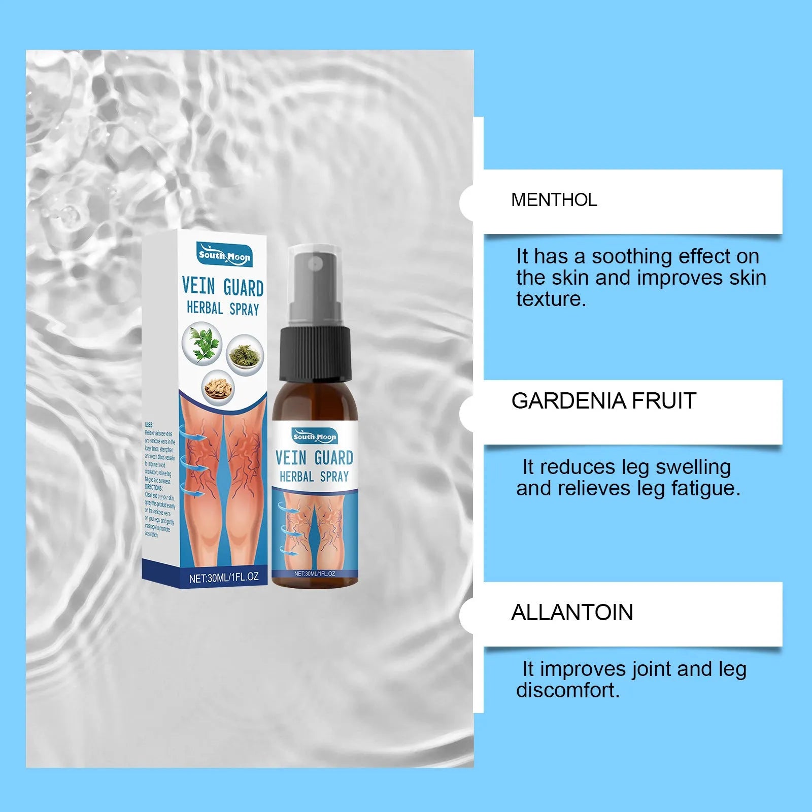 30ml herbal body care spray bottle with menthol and botanical ingredients for personal cooling application
