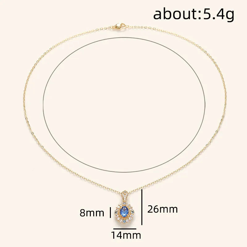 Yellow gold coloured copper necklace with a mixed gemstone pendant and box chain.
