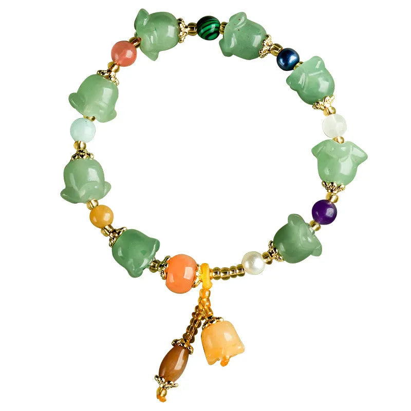Natural Xinjiang jade orchid bracelet in aventurine orchid colour for 14-18cm wrist.