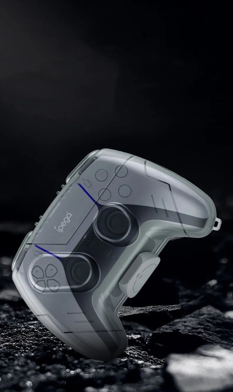 Transparent grey hard plastic game controller storage case with protective shell design