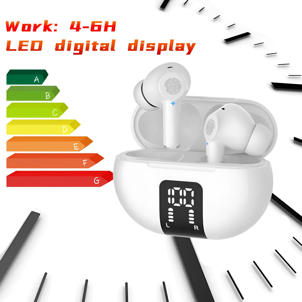 M10 TWS Bluetooth translation earbuds in white or black with touch control and 6.2 by 2.4 cm ABS body