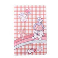 Colourful cartoon A5 notebook with 30 sheets, showing Strawberry Rabbit and Kumamoto Rabbit design options.