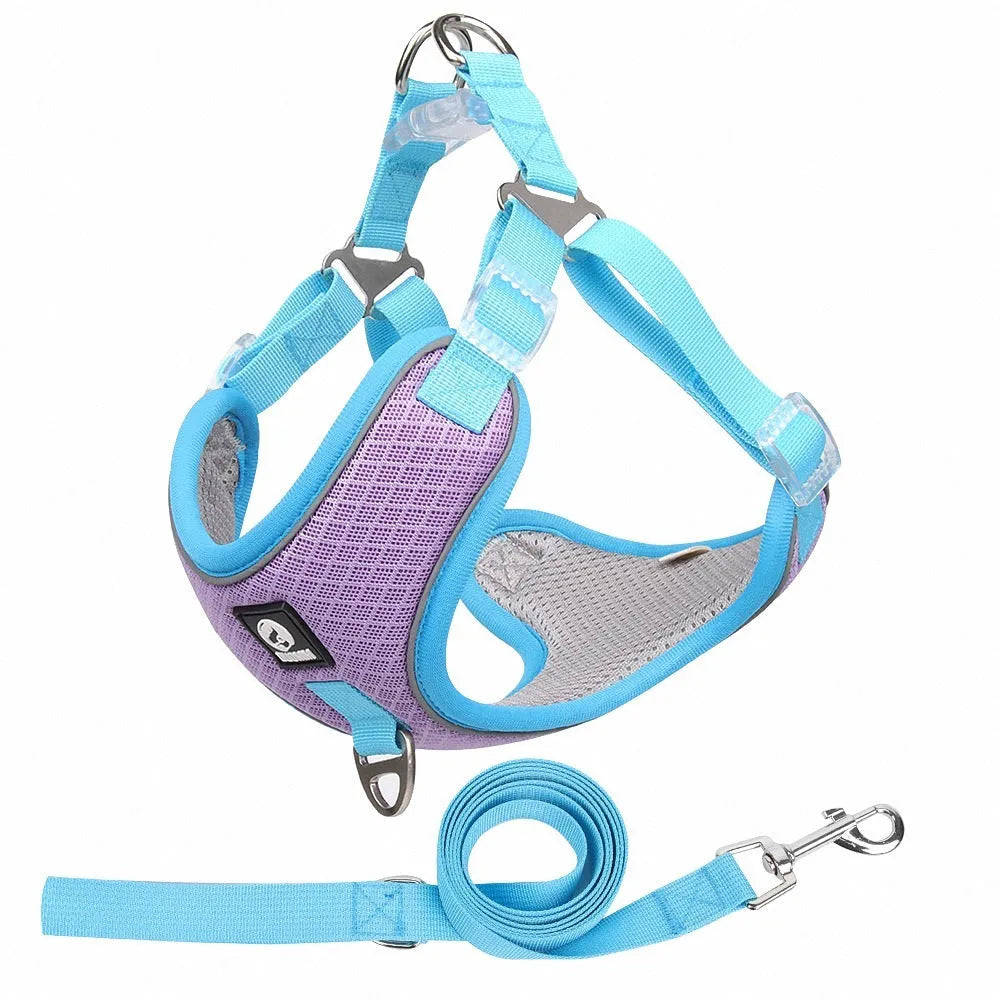 Adjustable reflective dog harness in polyester with four colour options